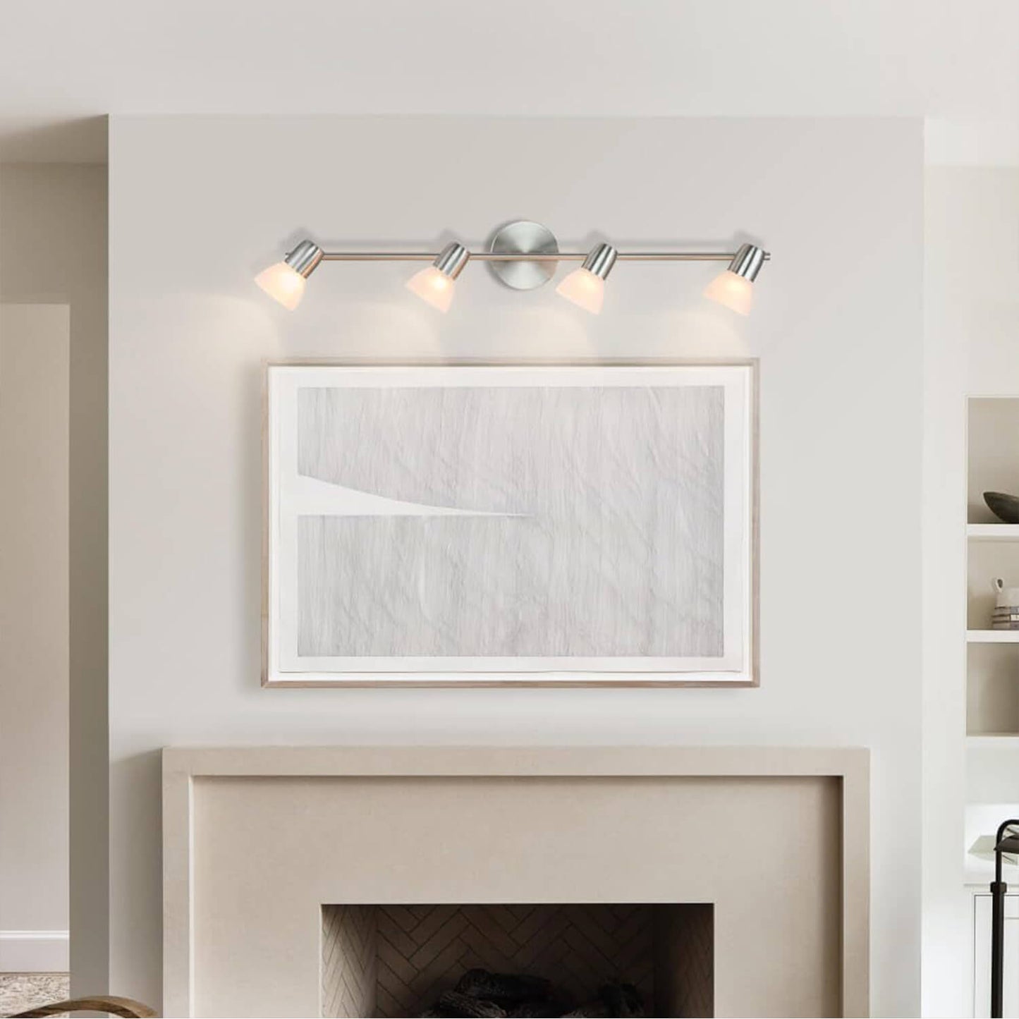 Modern Kitchen Track Lighting with Glass: Brushed Nickel Finish XB-TR1237-4-BN
