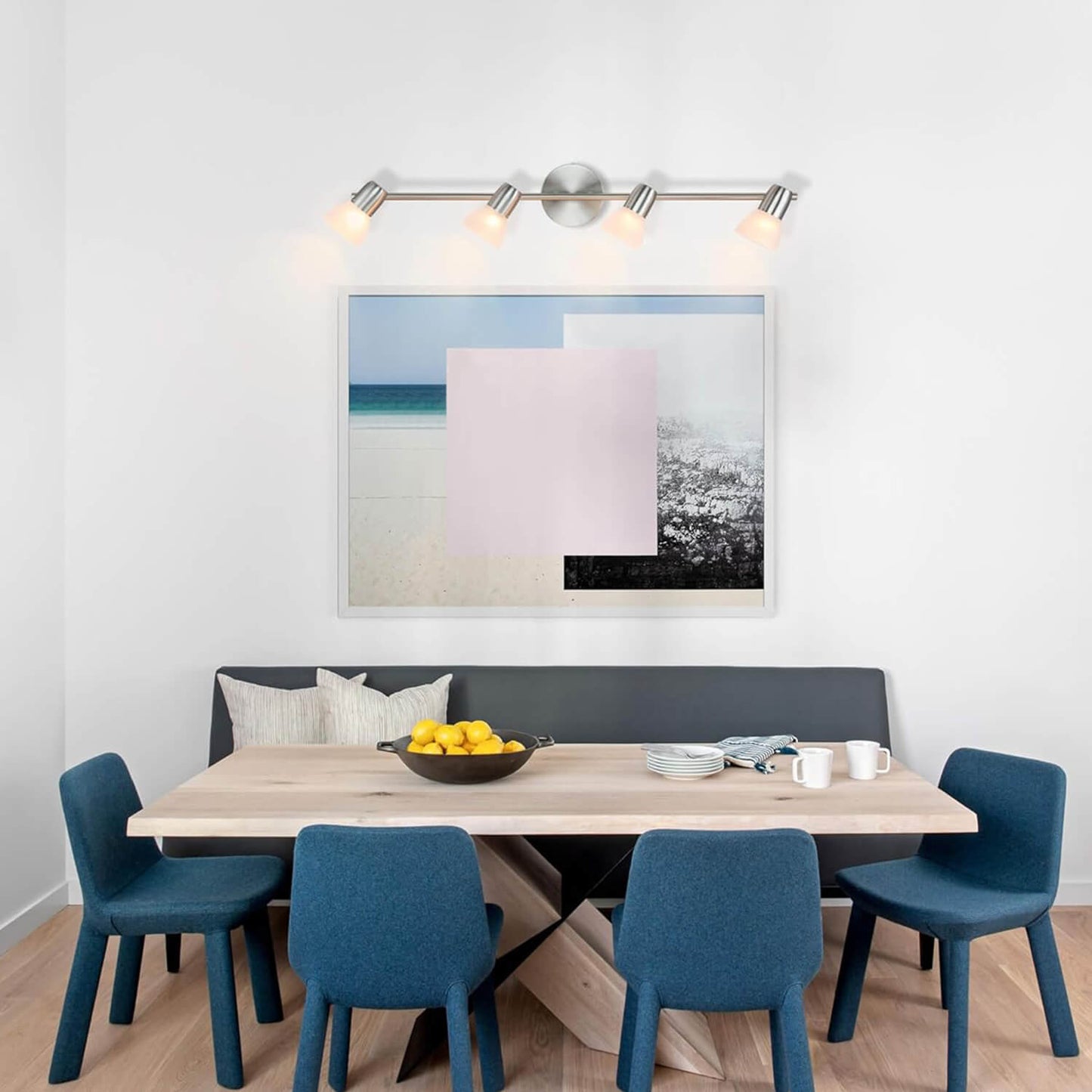 Modern Kitchen Track Lighting with Glass: Brushed Nickel Finish XB-TR1237-4-BN