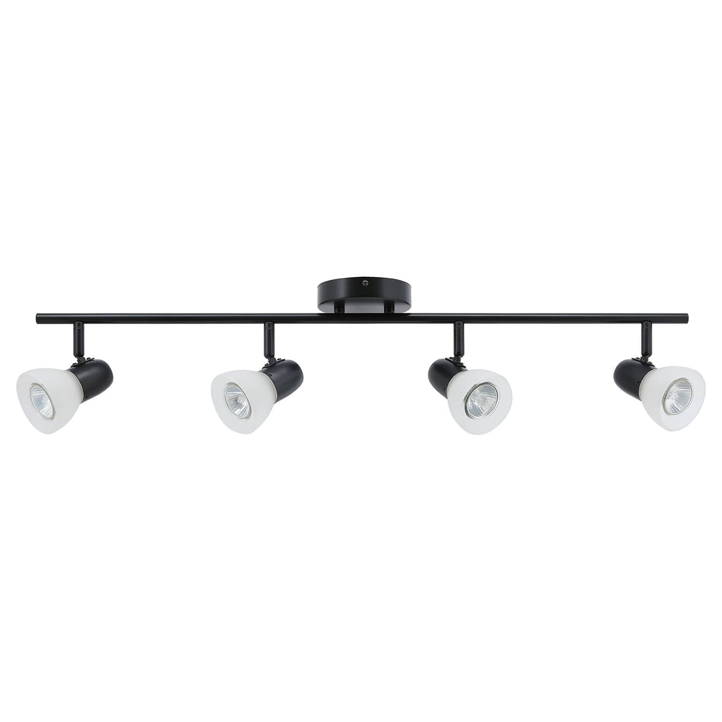 Modern Track Light Fixture, 4-Light Ceiling Mount, Black with Frosted Glass Shades XB-TR1237-4-MB