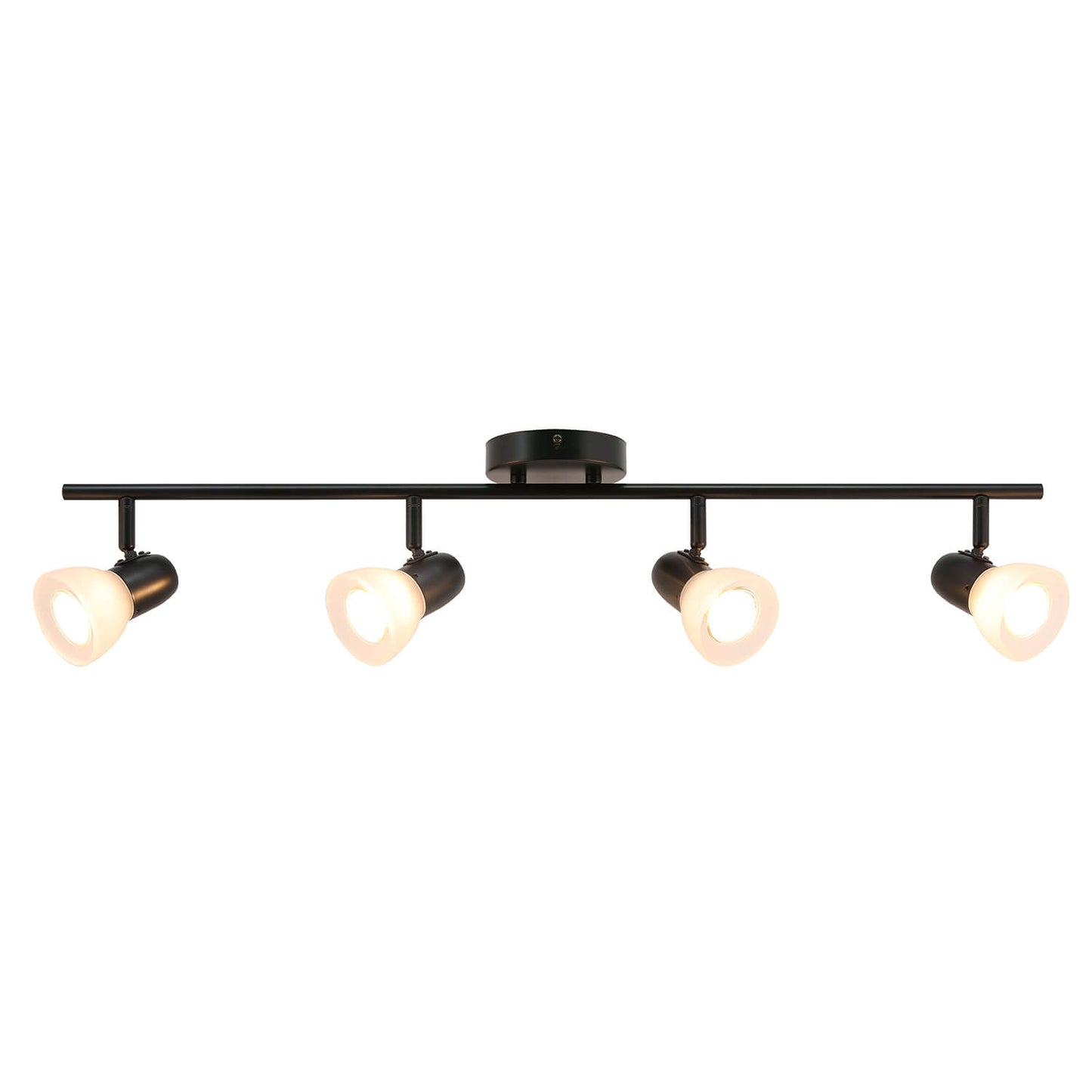 Modern Track Light Fixture, 4-Light Ceiling Mount, Black with Frosted Glass Shades XB-TR1237-4-MB