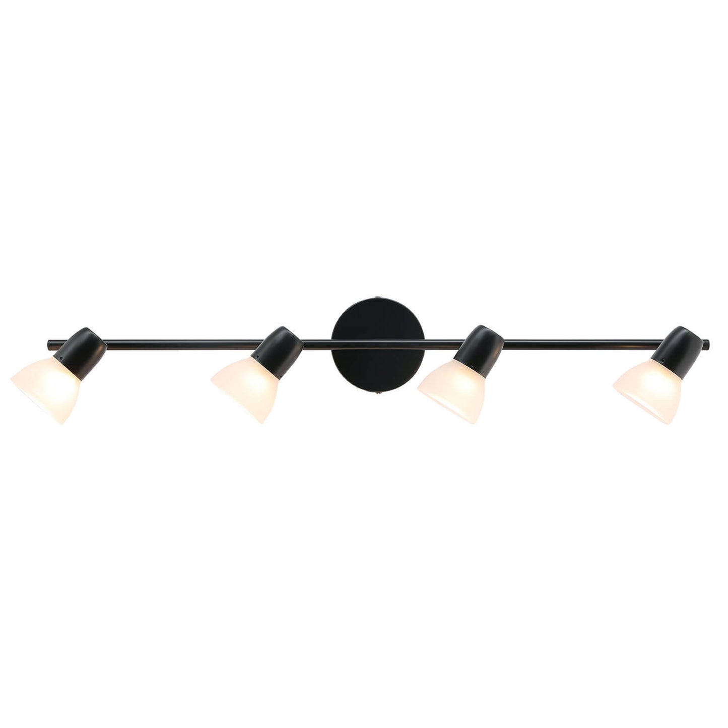 Modern Track Light Fixture, 4-Light Ceiling Mount, Black with Frosted Glass Shades XB-TR1237-4-MB