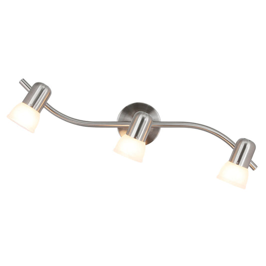 Track Lighting, 3-Light S-Shaped Rail, Brushed Nickel with Alabaster Glass Shades XB-TR1238-3-BN