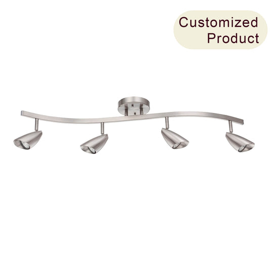 Flexibly Rotatable 4-Light Track Lighting Kit for Kitchen & Living Room Apartment Ceiling Spotlight XB-TR2984-BN
