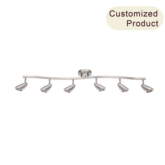 Track Light Modern Nickel Kitchen Ceiling Light Fixed Rail With Rotating Heads for Kitchen Picture Art and Living Room XB-TR2985-BN