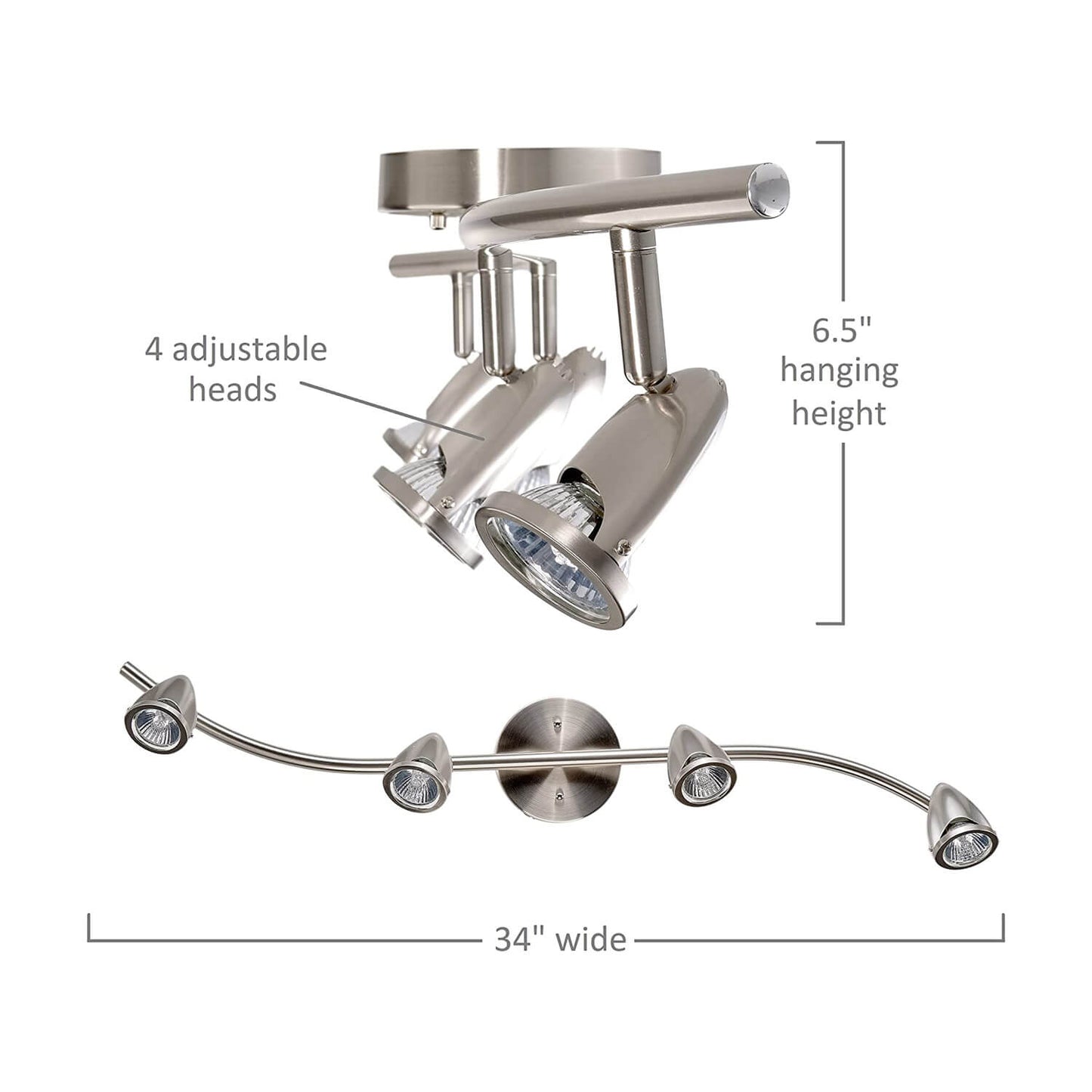 Factory Supply Brushed Nickel Adjustable Led Bulb 4 Lights Track Lighting Ceiling Modern Kitchen Ceiling Light XB-TR2991-BN