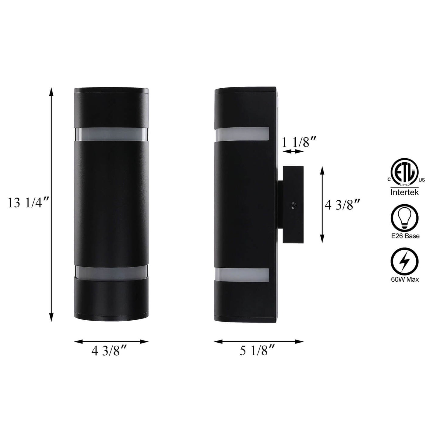 Outdoor Wall Sconce, Modern Water Proof D Shape Exterior Black Wall Light XB-W1112-BK