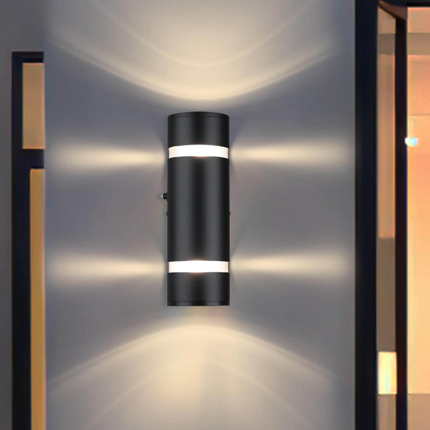 Dusk to Dawn Black Outdoor Sconce - 2-Light Waterproof Wall Light XB-W1112-SBK
