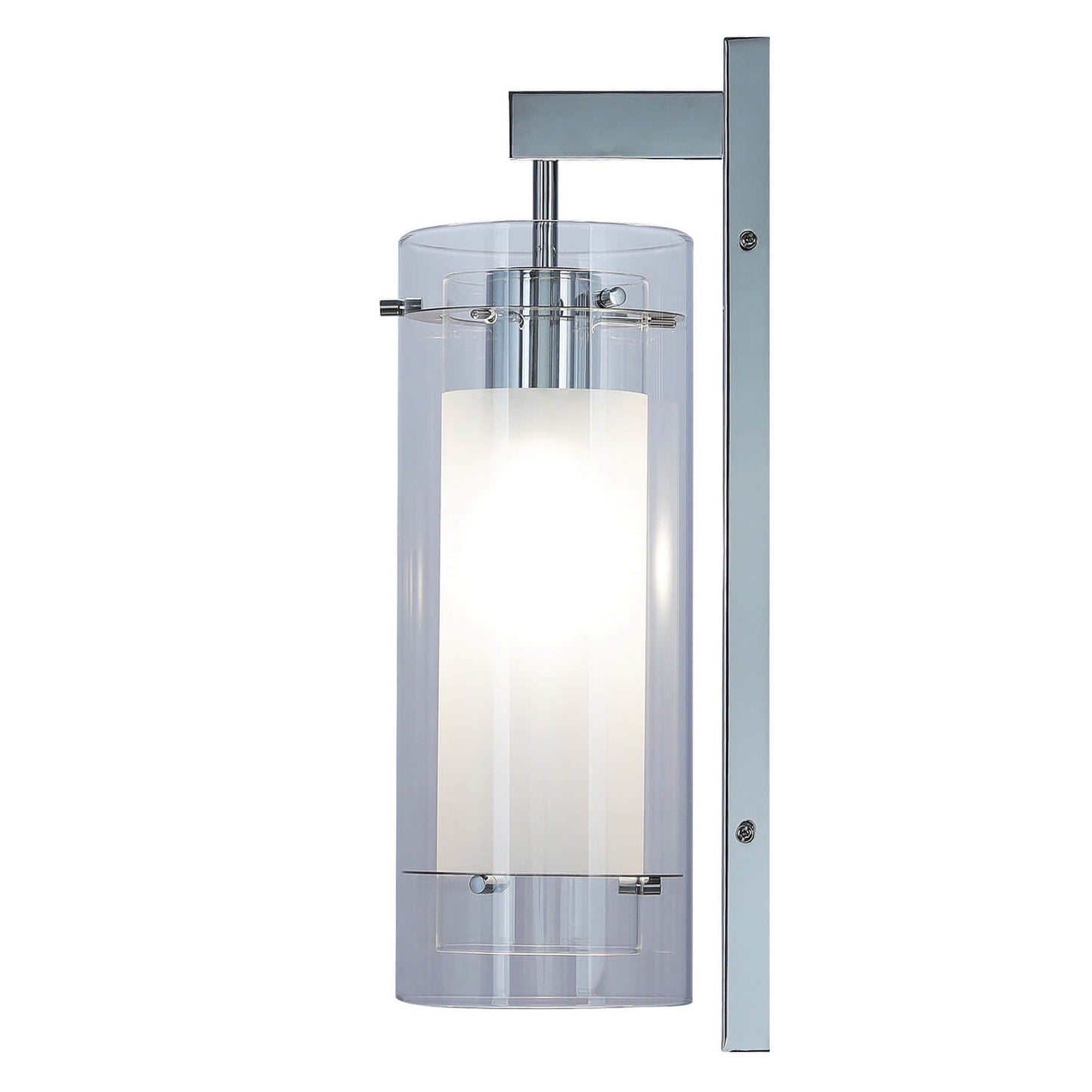Modern Wall Sconce Light Fixture, Clear and Frosted Glass Shade, Chrome, 1-Light XB-W1159-CH