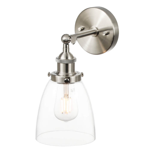 Brushed Nickel Glass Wall Sconce for Bathroom & Kitchen XB-W1160-BN