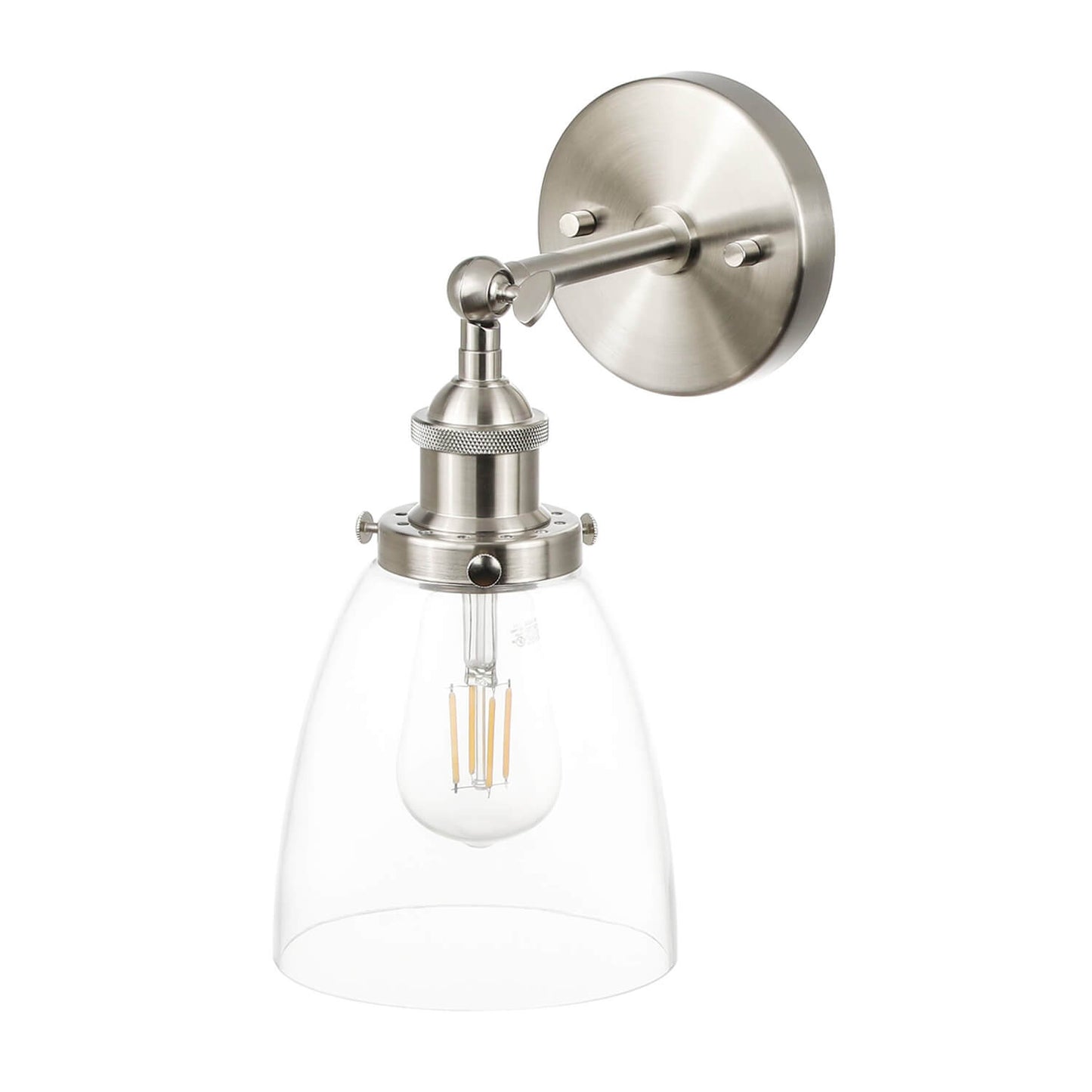 Brushed Nickel Glass Wall Sconce for Bathroom & Kitchen XB-W1160-BN
