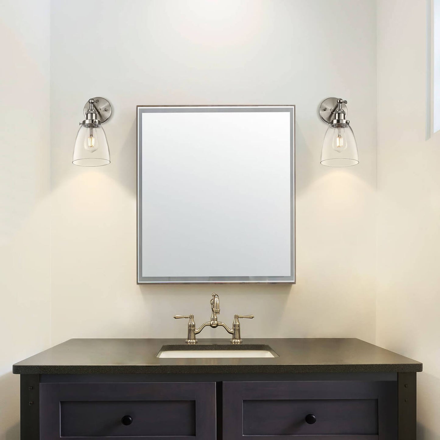 Brushed Nickel Glass Wall Sconce for Bathroom & Kitchen XB-W1160-BN