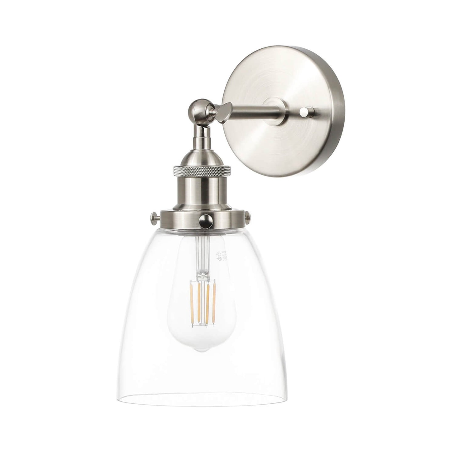 Brushed Nickel Glass Wall Sconce for Bathroom & Kitchen XB-W1160-BN
