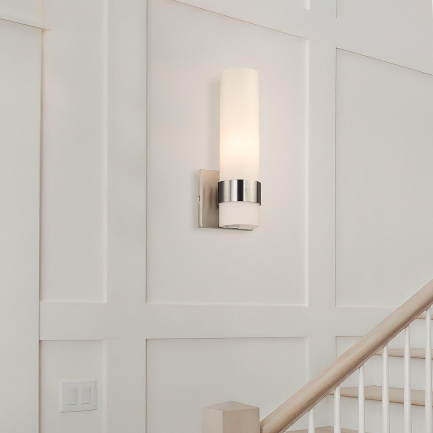 Modern Glass Wall Sconce in Brushed Nickel XB-W1185-BN