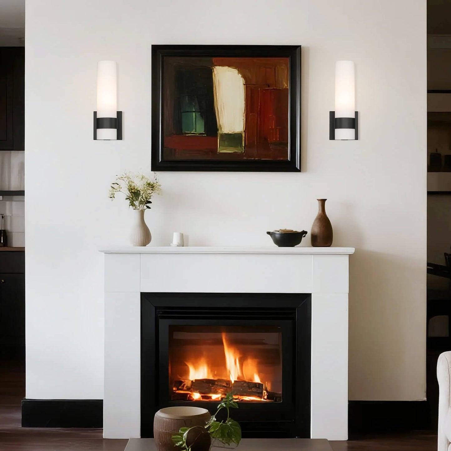 Modern Black Wall Sconce with White Glass for Bathroom and Bedroom XB-W1185-MB