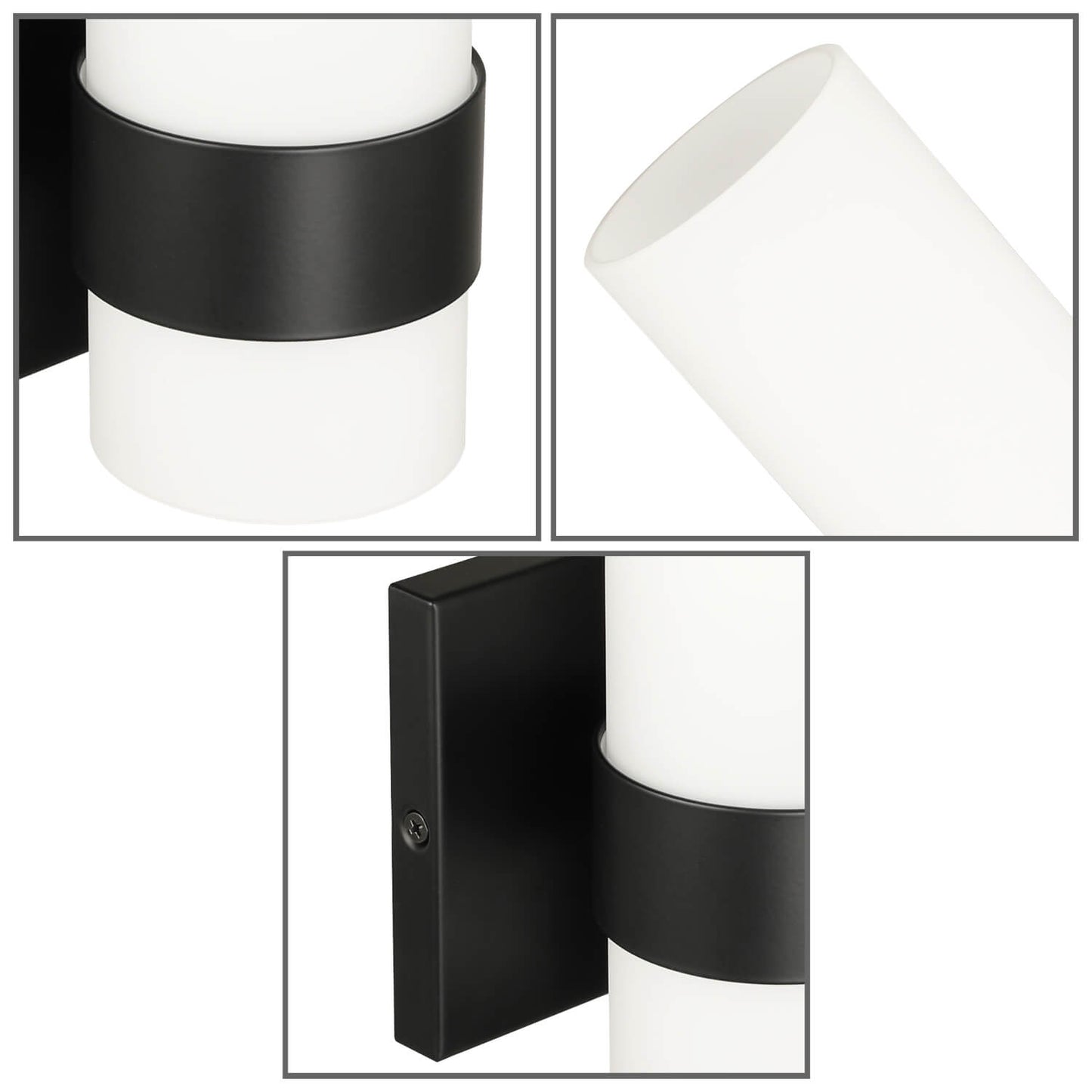 Modern Black Wall Sconce with White Glass for Bathroom and Bedroom XB-W1185-MB