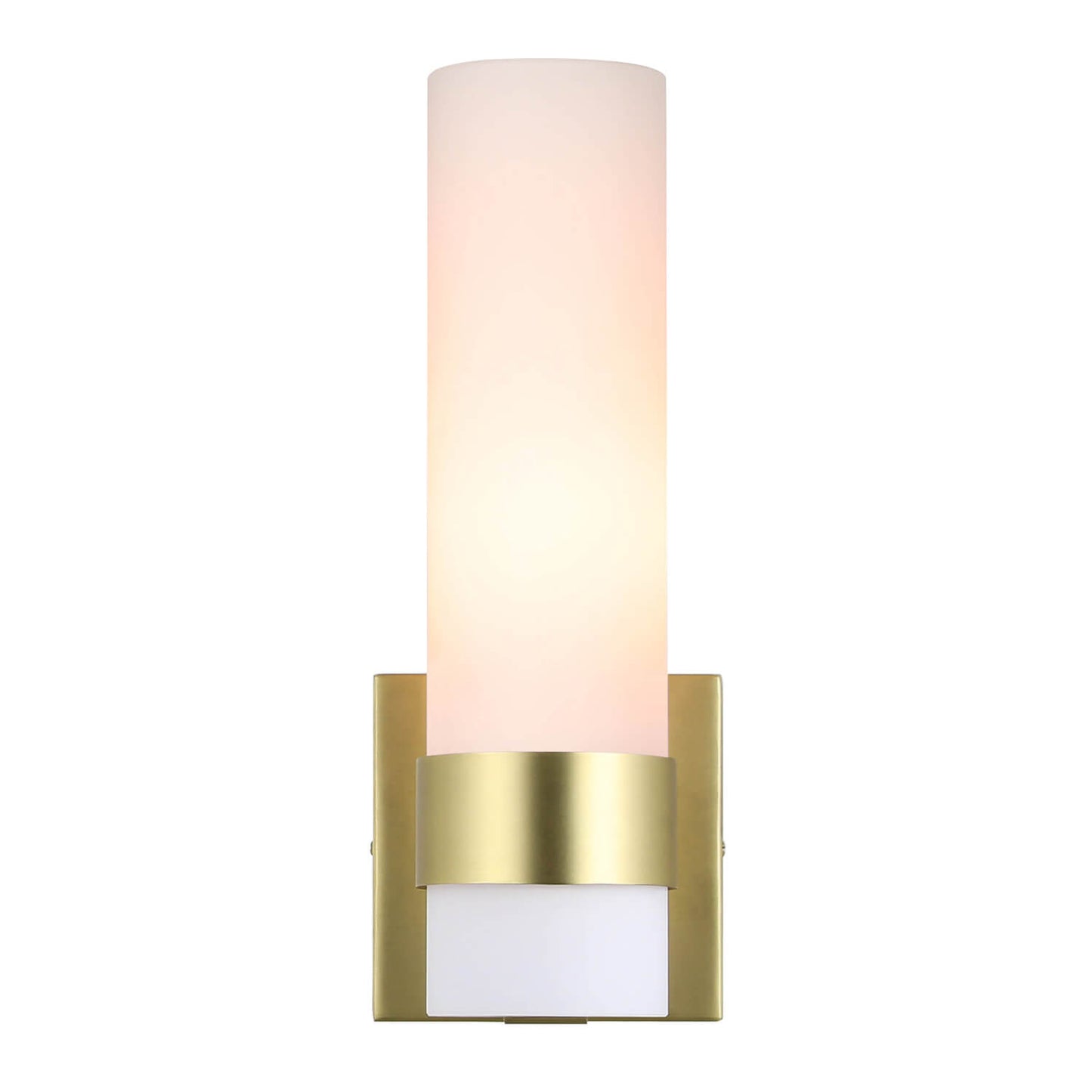 1-Light ADA Bathroom Wall Sconce with Tube Glass in Satin Brass XB-W1185-SB
