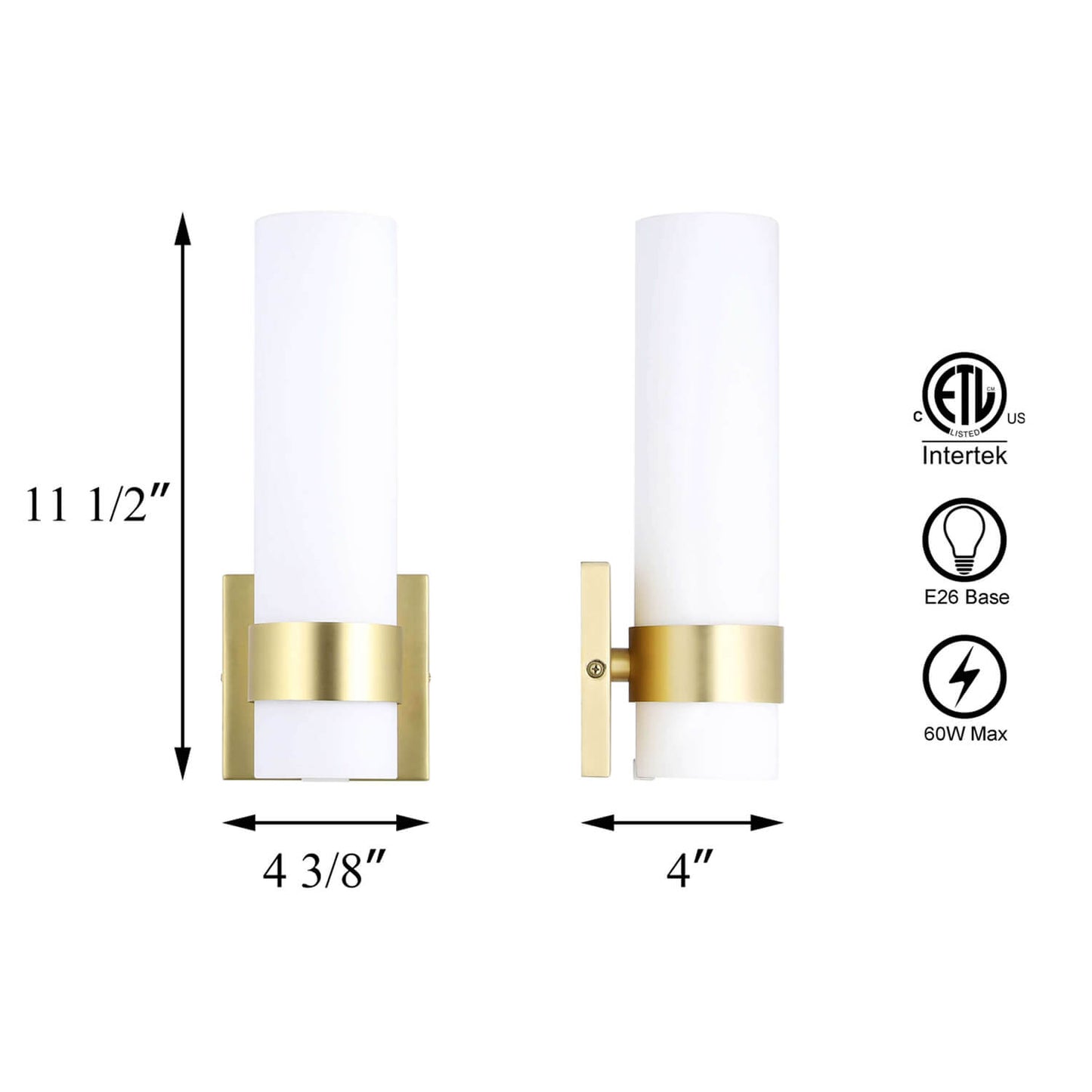 1-Light ADA Bathroom Wall Sconce with Tube Glass in Satin Brass XB-W1185-SB