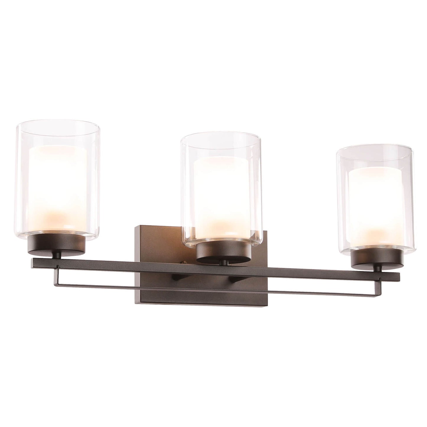 3 Light Bathroom Vanity Lighting with Dual Glass in Dark Bronze XB-W1195-3-DB