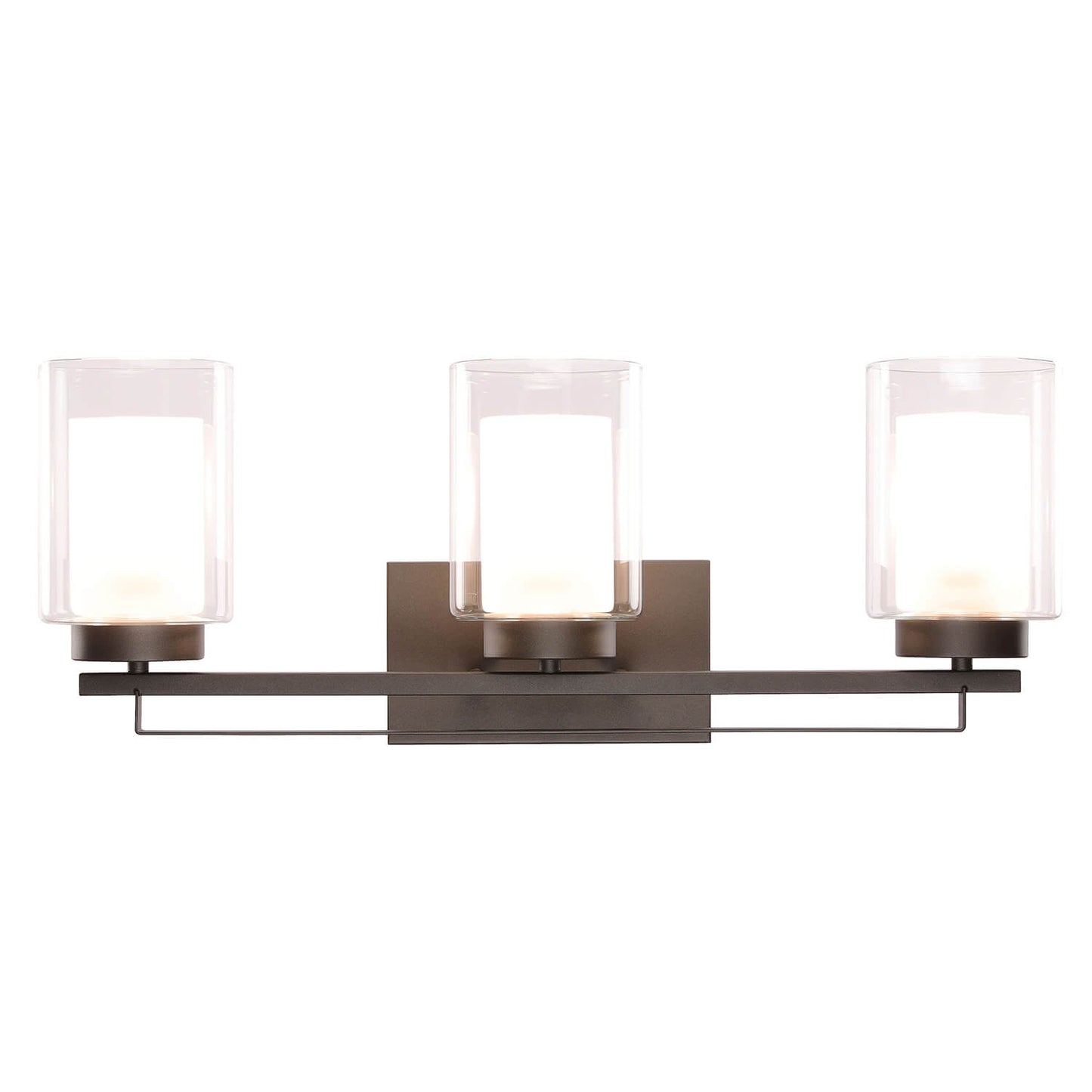 3 Light Bathroom Vanity Lighting with Dual Glass in Dark Bronze XB-W1195-3-DB