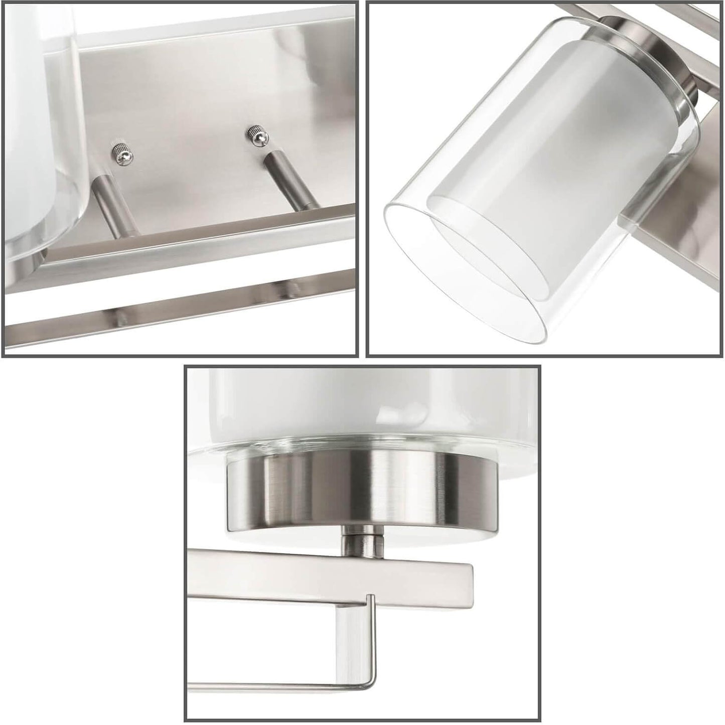 4 Light Bathroom Vanity Lighting with Dual Glass Shade in Brushed Nickel XB-W1195-4-BN