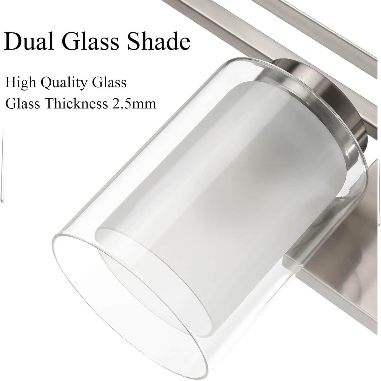 4 Light Bathroom Vanity Lighting with Dual Glass Shade in Brushed Nickel XB-W1195-4-BN