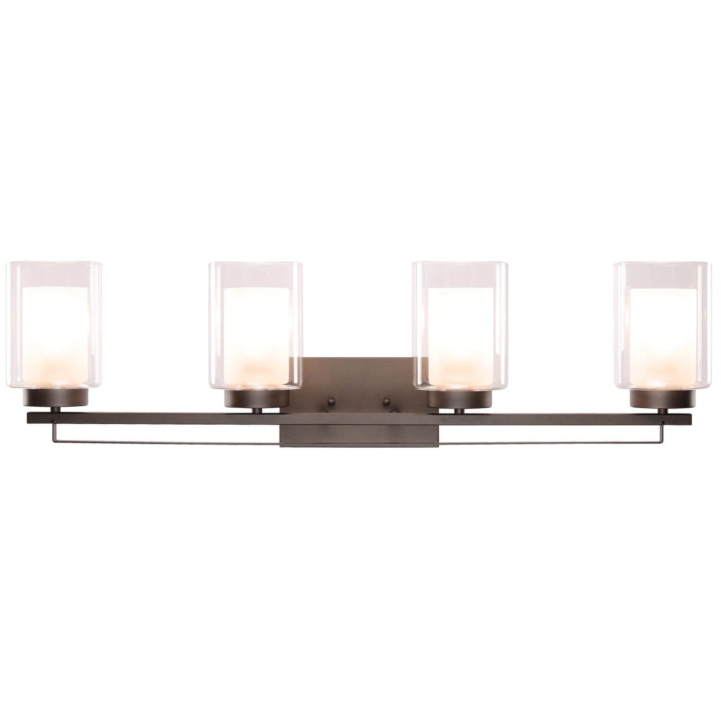 4 Light Bathroom Vanity Lighting with Dual Glass Shade in Dark Bronze XB-W1195-4-DB
