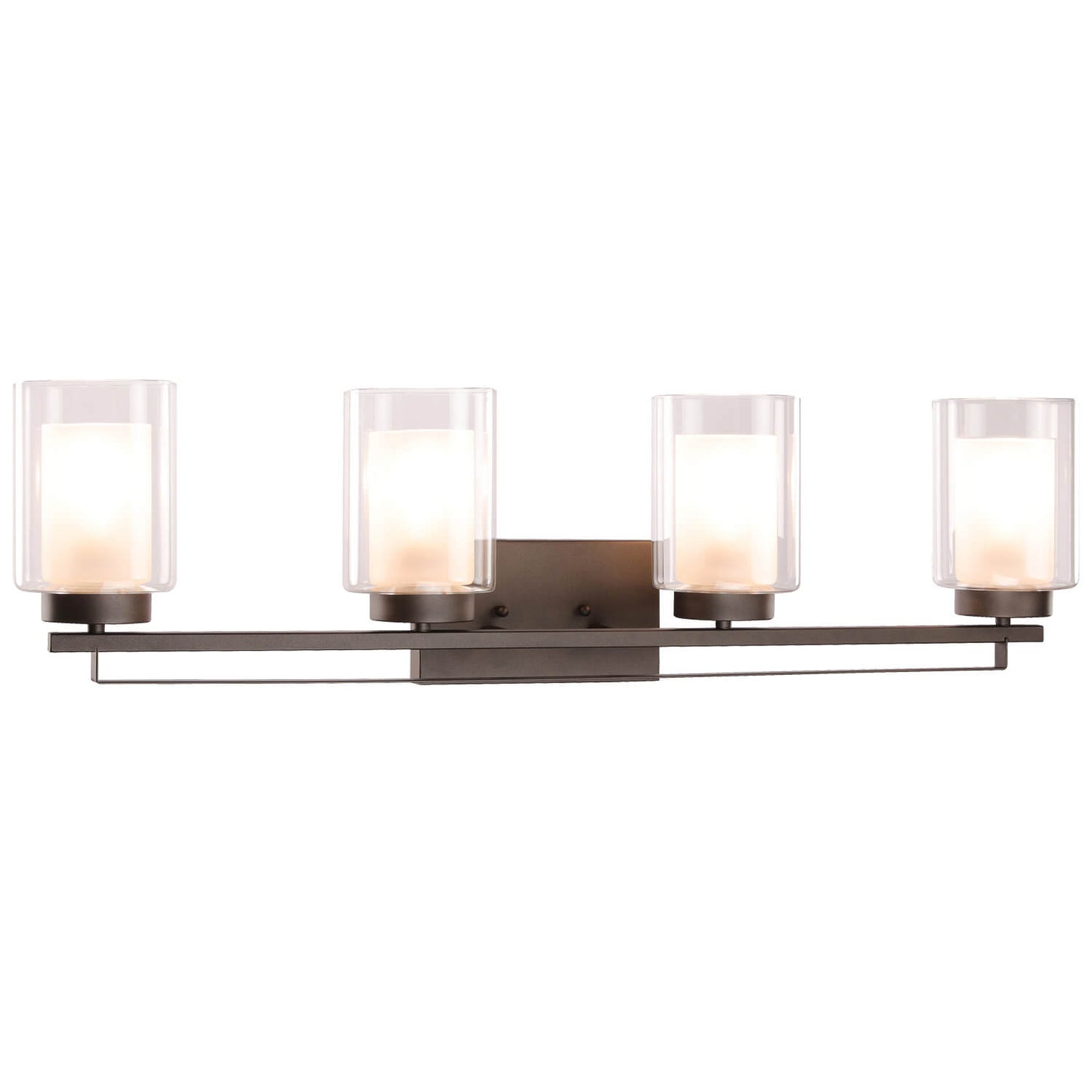 4 Light Bathroom Vanity Lighting with Dual Glass Shade in Dark Bronze XB-W1195-4-DB