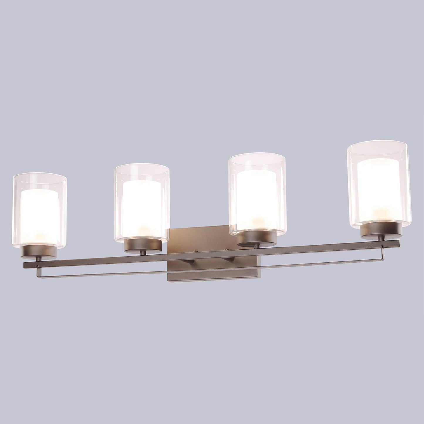 4 Light Bathroom Vanity Lighting with Dual Glass Shade in Dark Bronze XB-W1195-4-DB