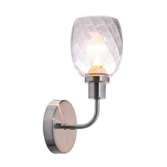 Wall Sconce, 1 Light Bathroom Vanity Wall Light with Clear Glass, Brushed Nickel XB-W1210-1-BN