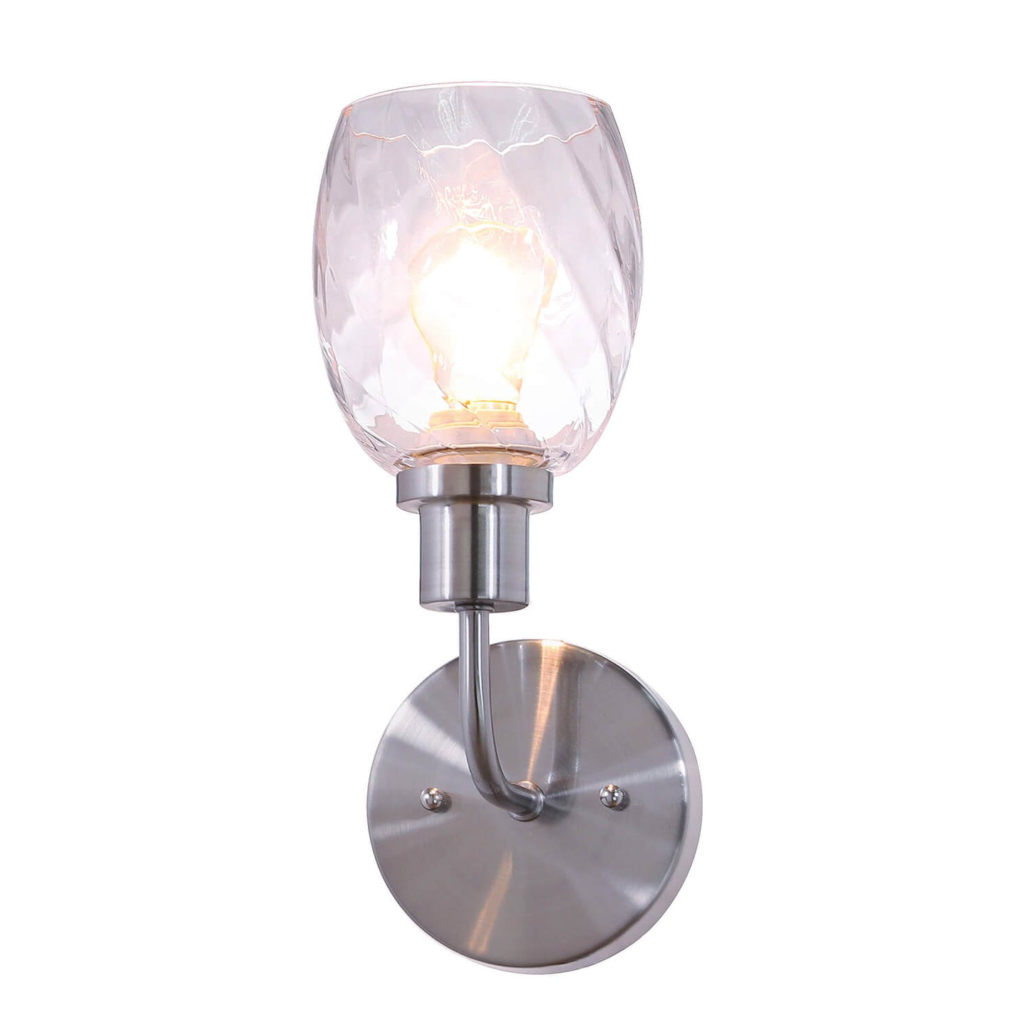 Wall Sconce, 1 Light Bathroom Vanity Wall Light with Clear Glass, Brushed Nickel XB-W1210-1-BN