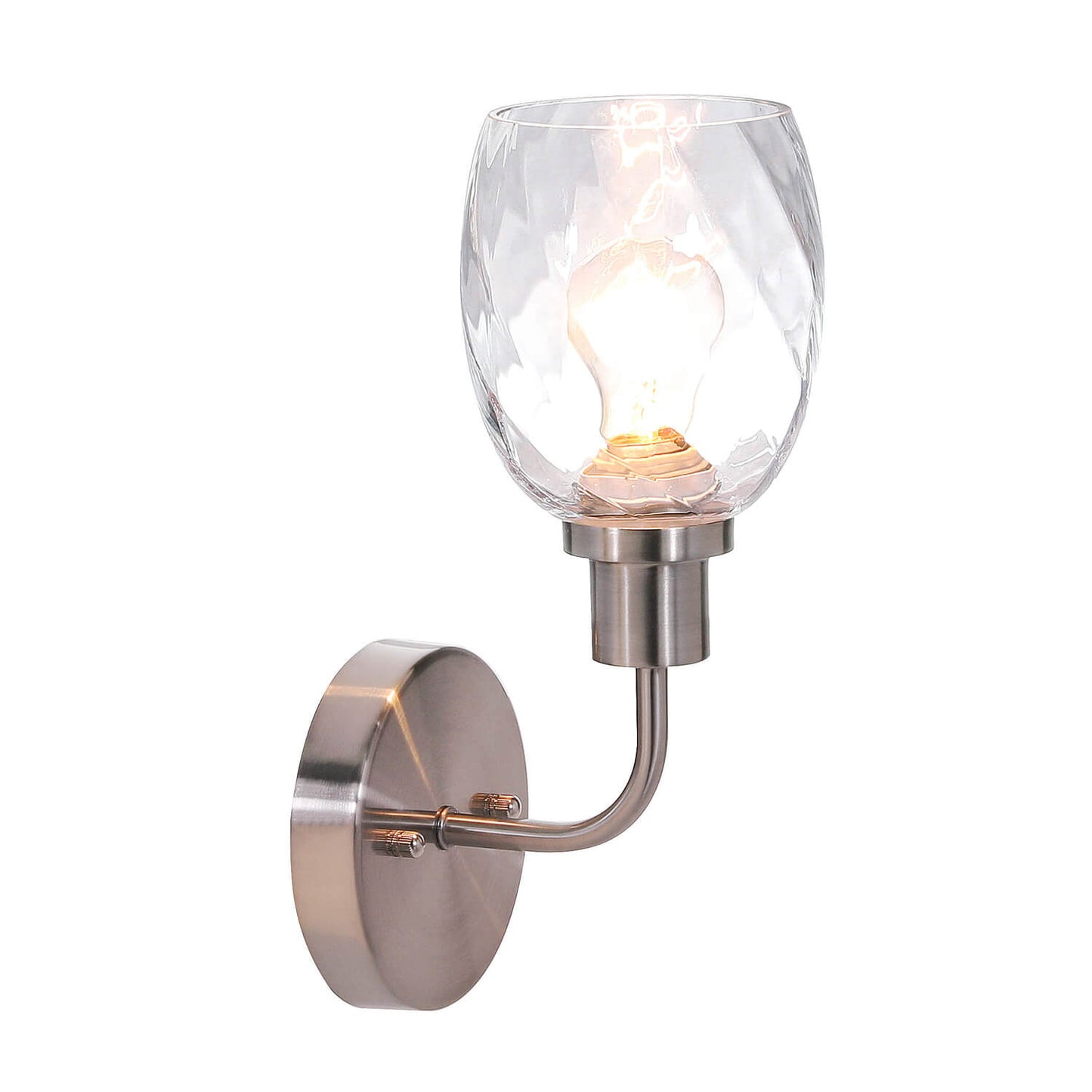Wall Sconce, 1 Light Bathroom Vanity Wall Light with Clear Glass, Brushed Nickel XB-W1210-1-BN