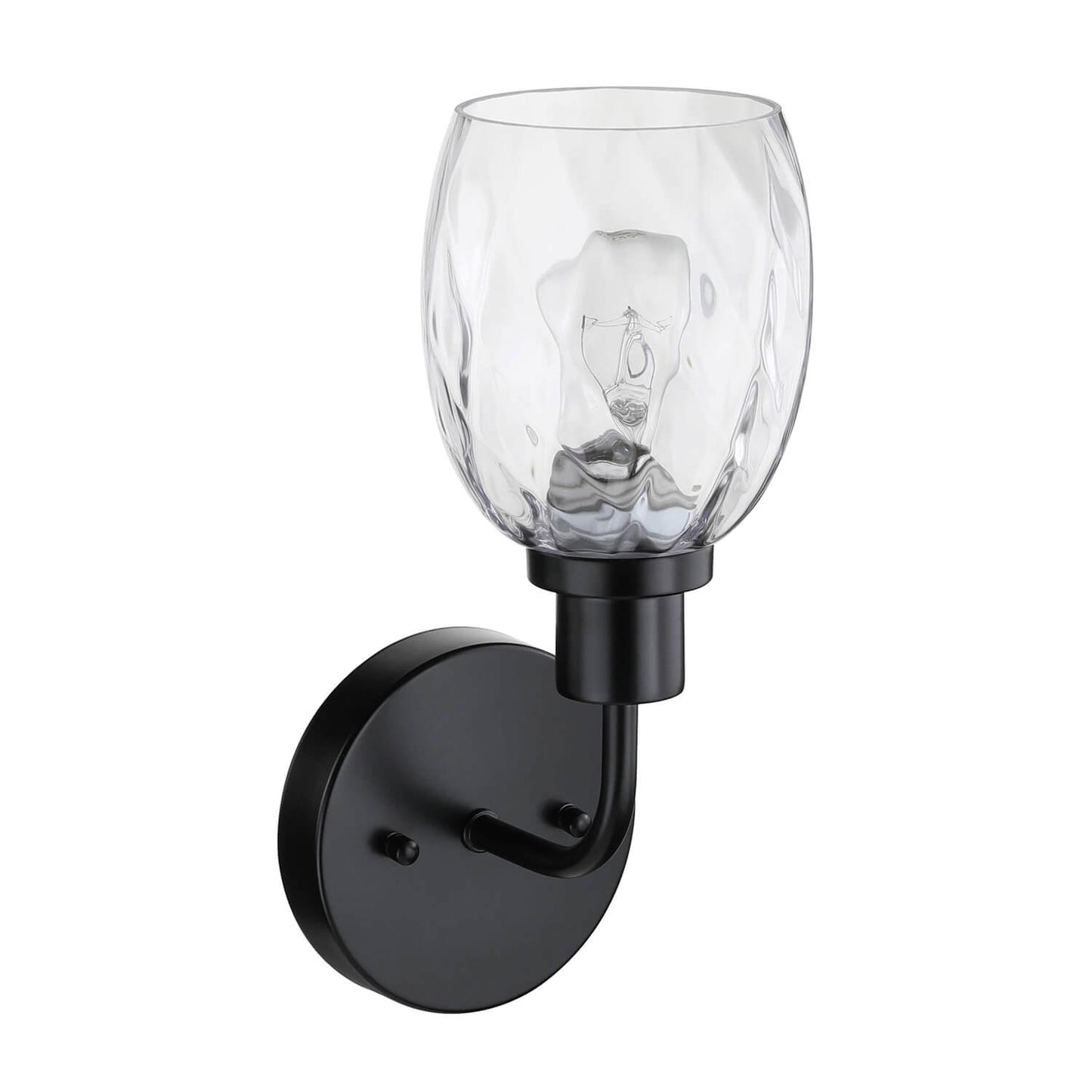 Wall Sconce, 1 Light Bathroom Vanity Wall Light with Clear Glass, Matte Black XB-W1210-1-MBK