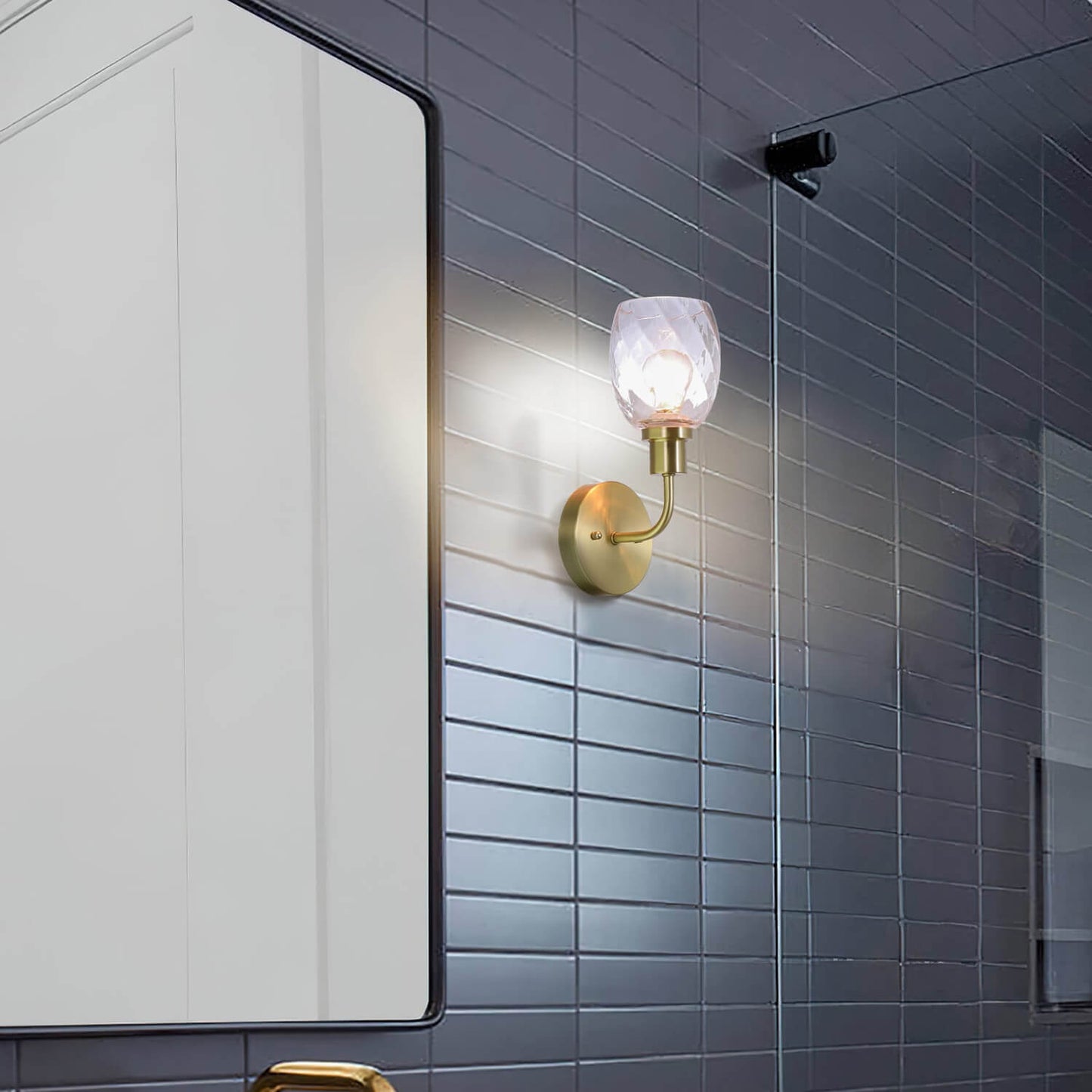 Clear Glass Bathroom Vanity Wall Sconce XB-W1210-1-SB