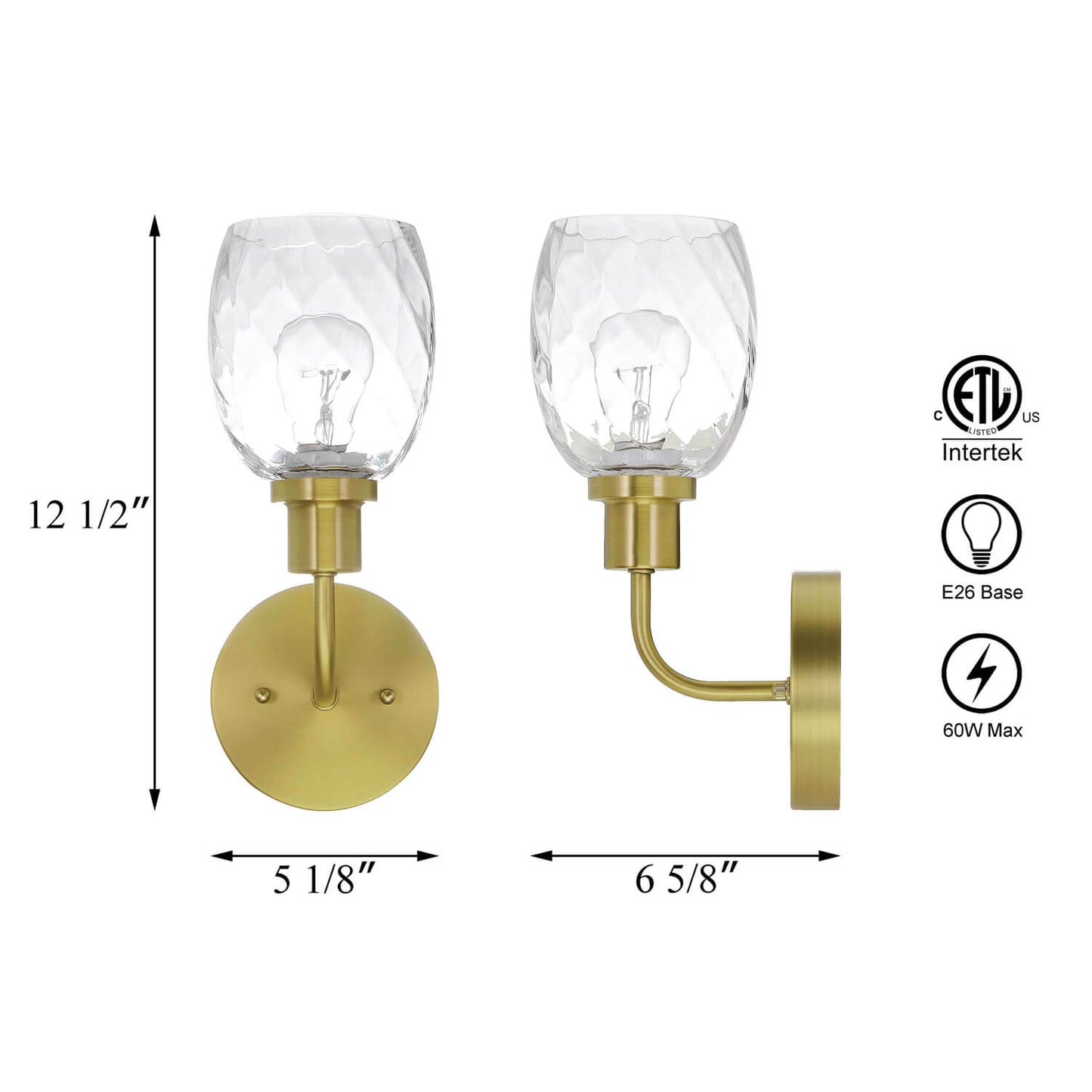 Clear Glass Bathroom Vanity Wall Sconce XB-W1210-1-SB