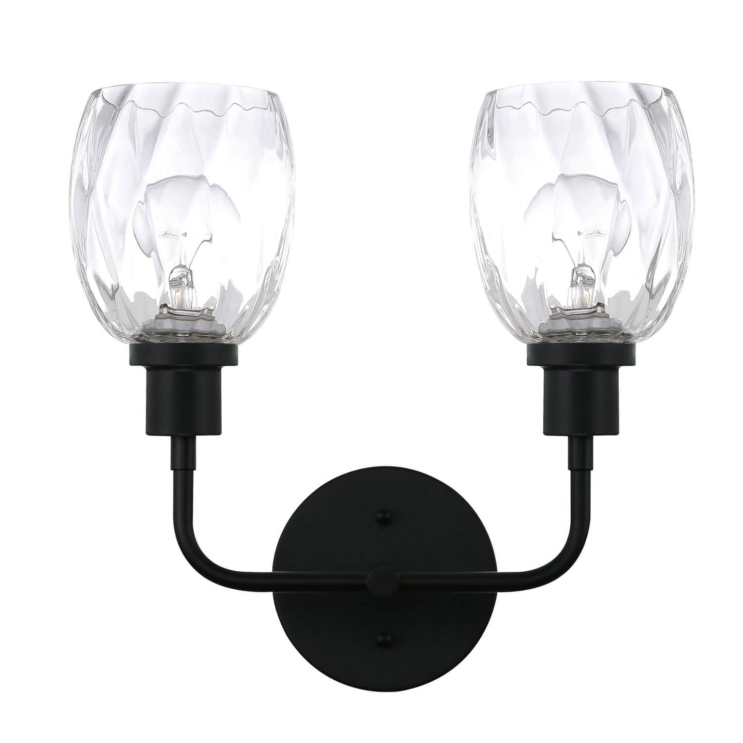 2-Light Bathroom Vanity Wall Sconce, Clear Glass Shade, Matte Black XB-W1210-2-MBK