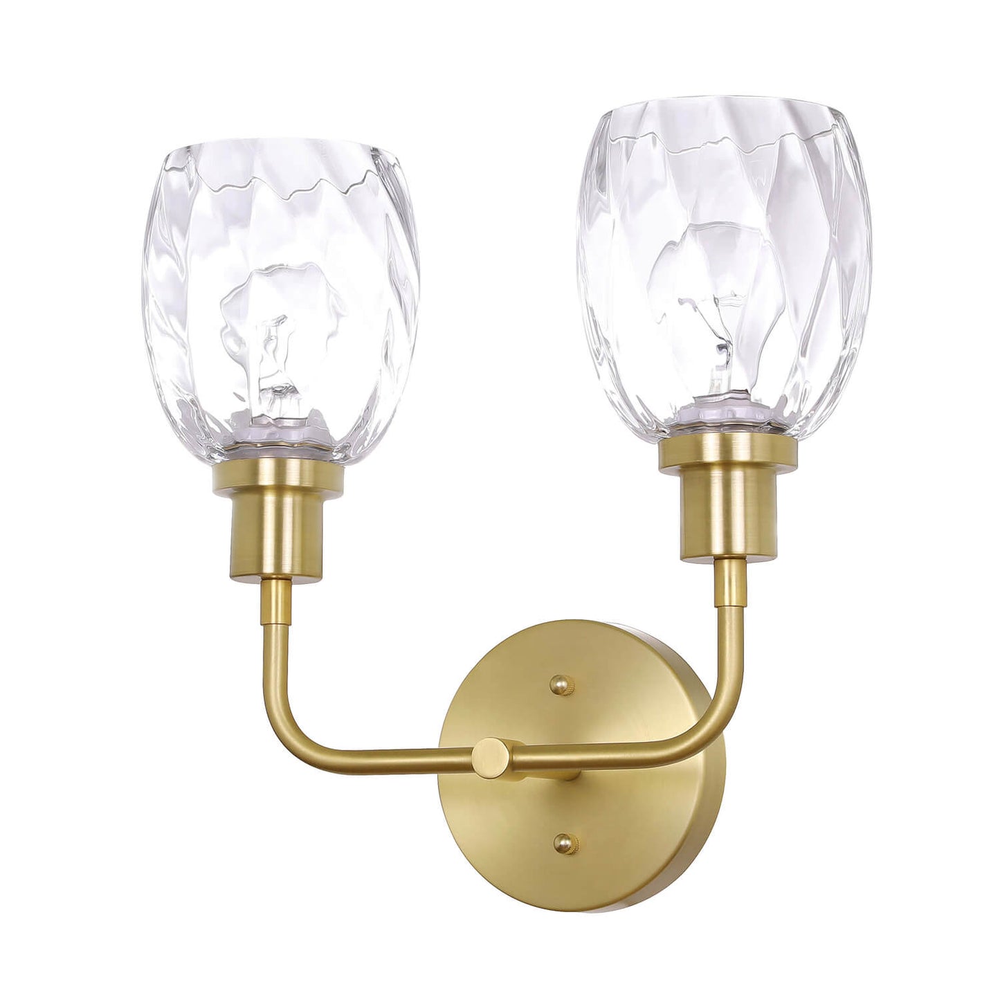 Wall Sconce, 2 Light Bathroom Vanity Wall Light with Clear Glass, Satin Brass Finish XB-W1210-2-SB