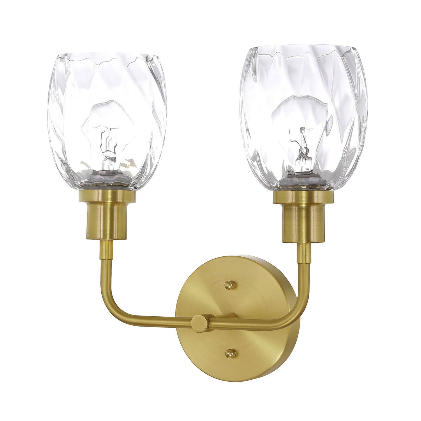 Wall Sconce, 2 Light Bathroom Vanity Wall Light with Clear Glass, Satin Brass Finish XB-W1210-2-SB