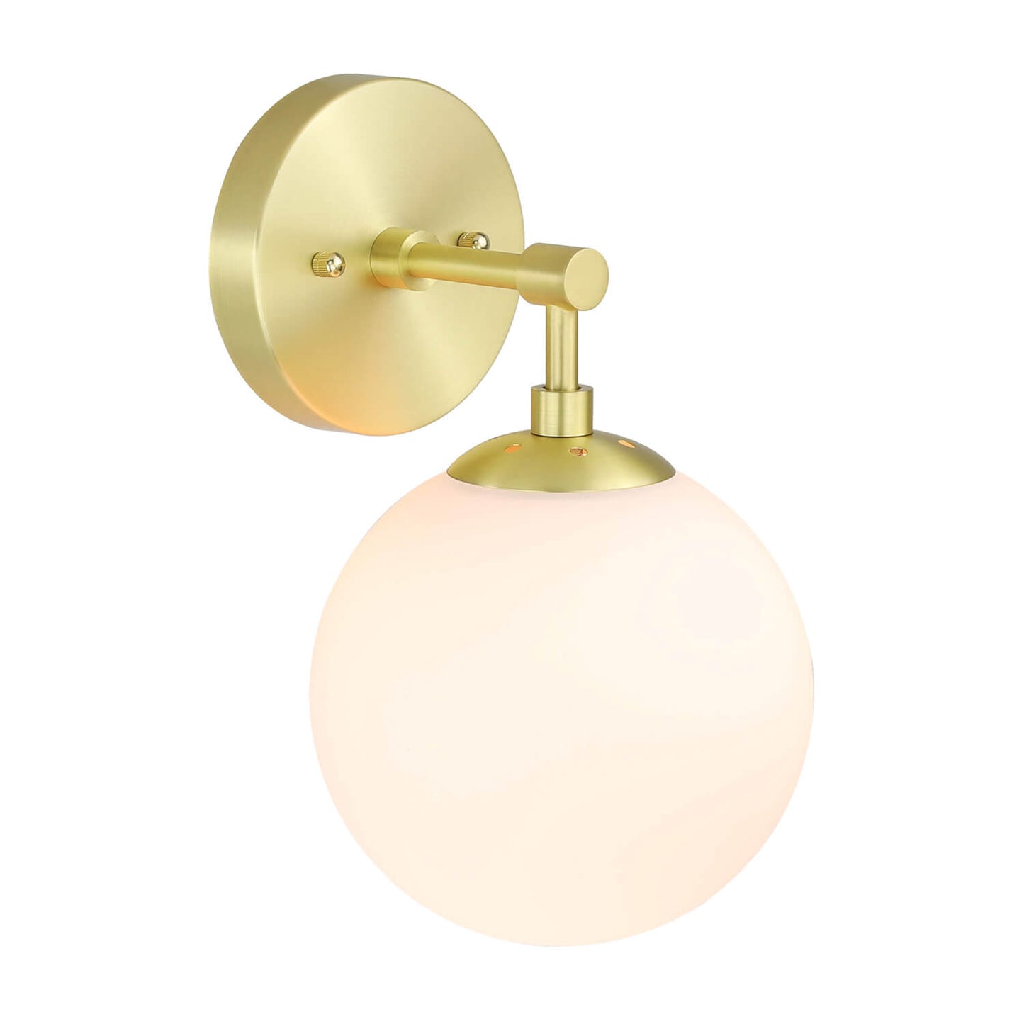 Vintage Wall Sconce Light Fixture, White Globe Glass, Satin Brass, 1-Light XB-W1211-SB
