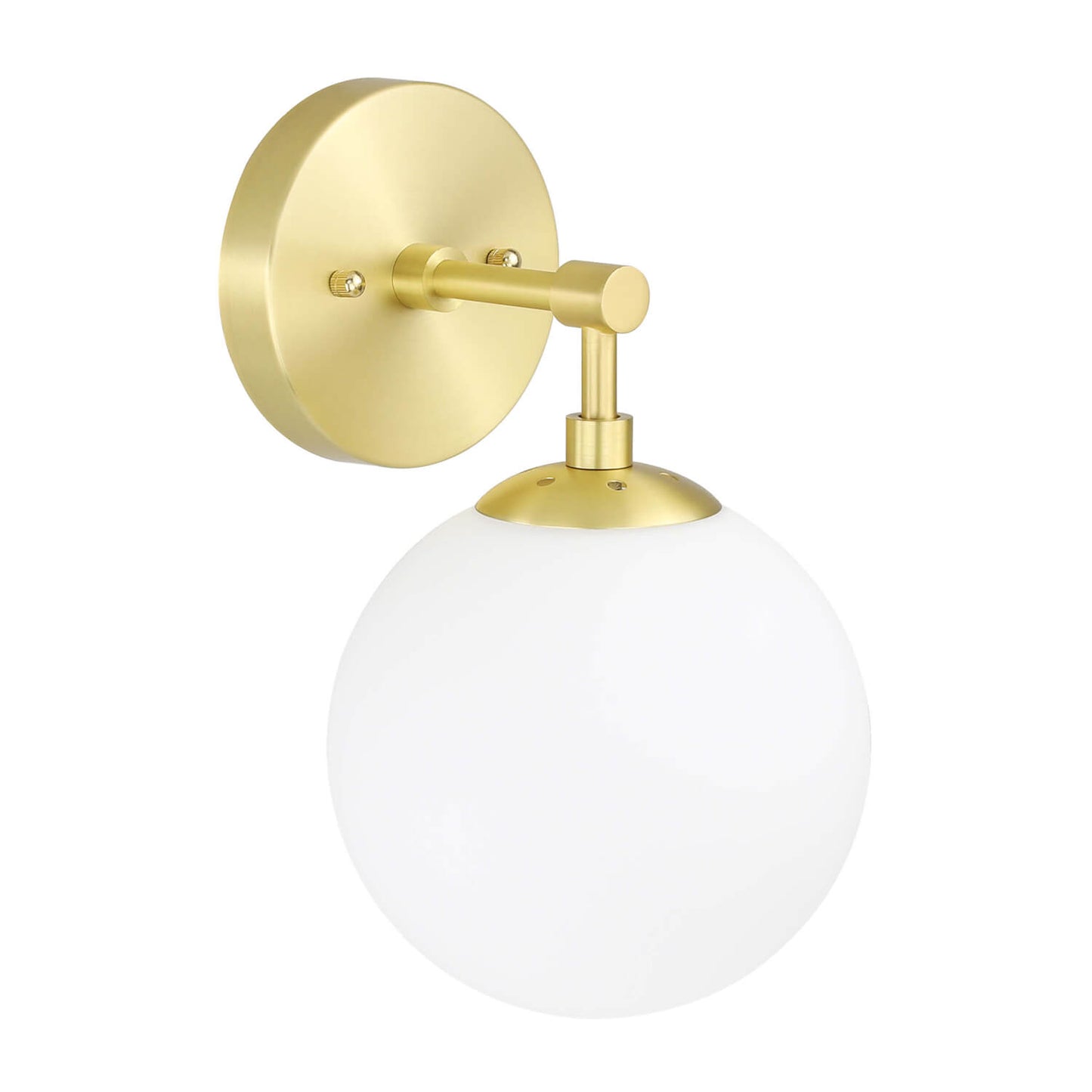Vintage Wall Sconce Light Fixture, White Globe Glass, Satin Brass, 1-Light XB-W1211-SB