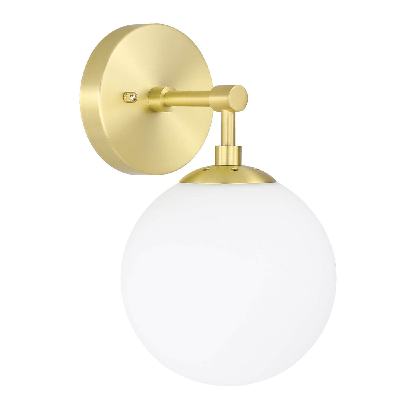 Vintage Wall Sconce Light Fixture, White Globe Glass, Satin Brass, 1-Light XB-W1211-SB