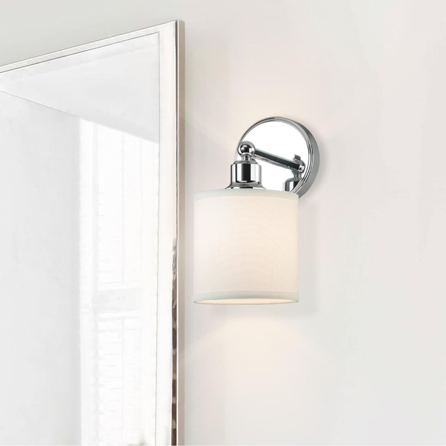 Modern Chrome Wall Sconce with Fabric Drum Shade XB-W1214-1-CH