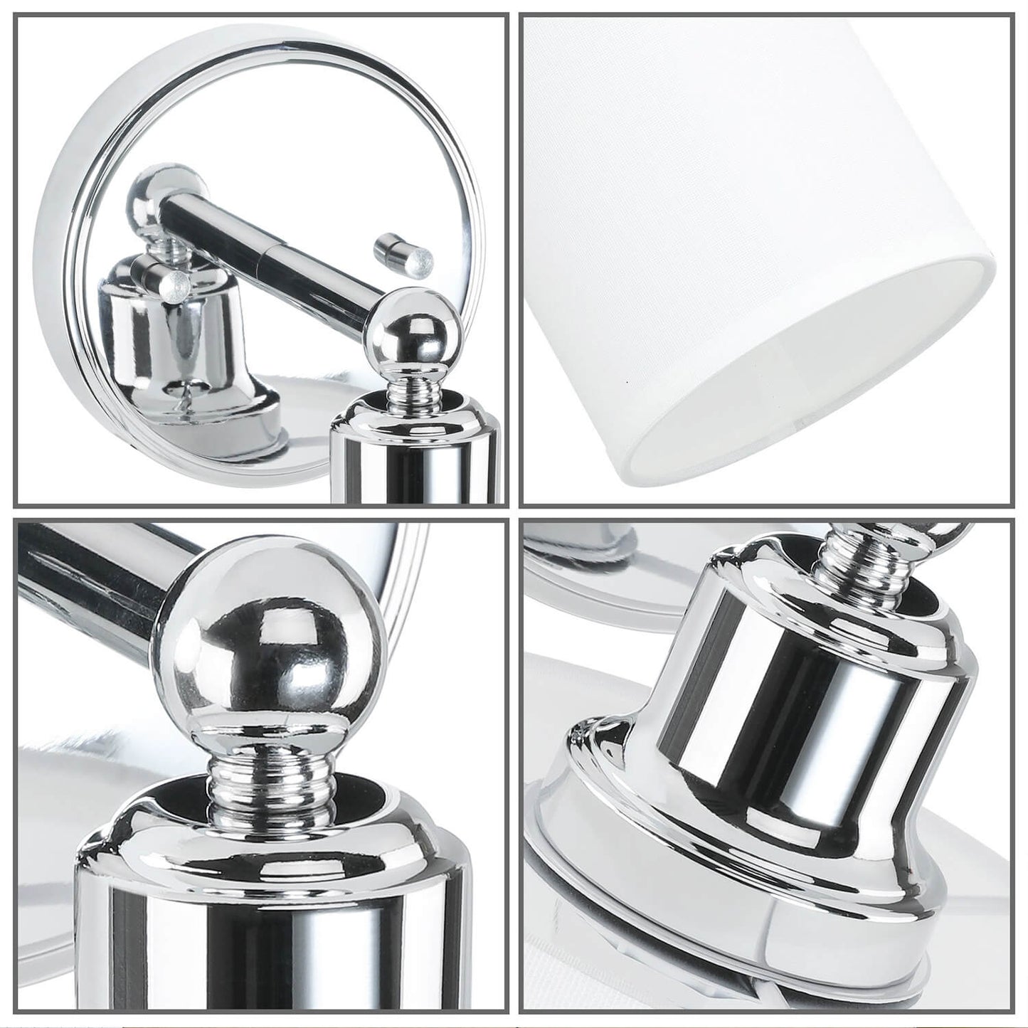 Modern Chrome Wall Sconce with Fabric Drum Shade XB-W1214-1-CH