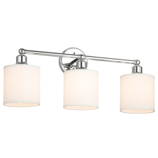 Modern Fabric Shade Bathroom Vanity Light - 3 Light Chrome Finish XB-W1214-3-CH