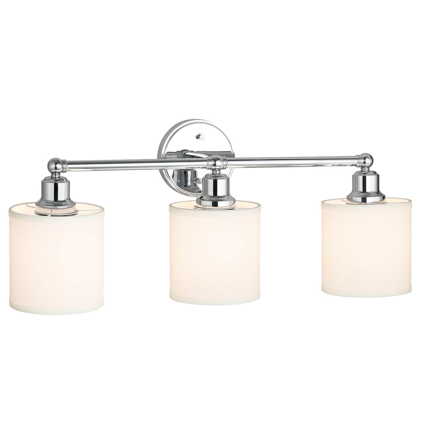 Modern Fabric Shade Bathroom Vanity Light - 3 Light Chrome Finish XB-W1214-3-CH
