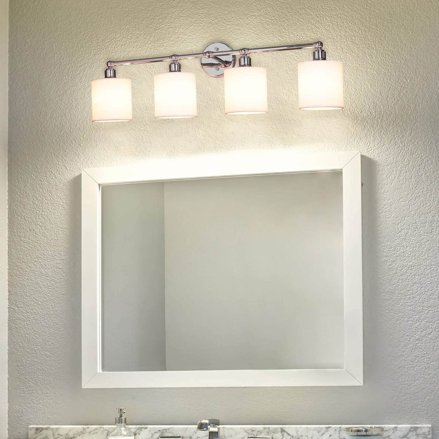 4-Light Chrome Bathroom Vanity Light with Fabric Shade XB-W1214-4-CH