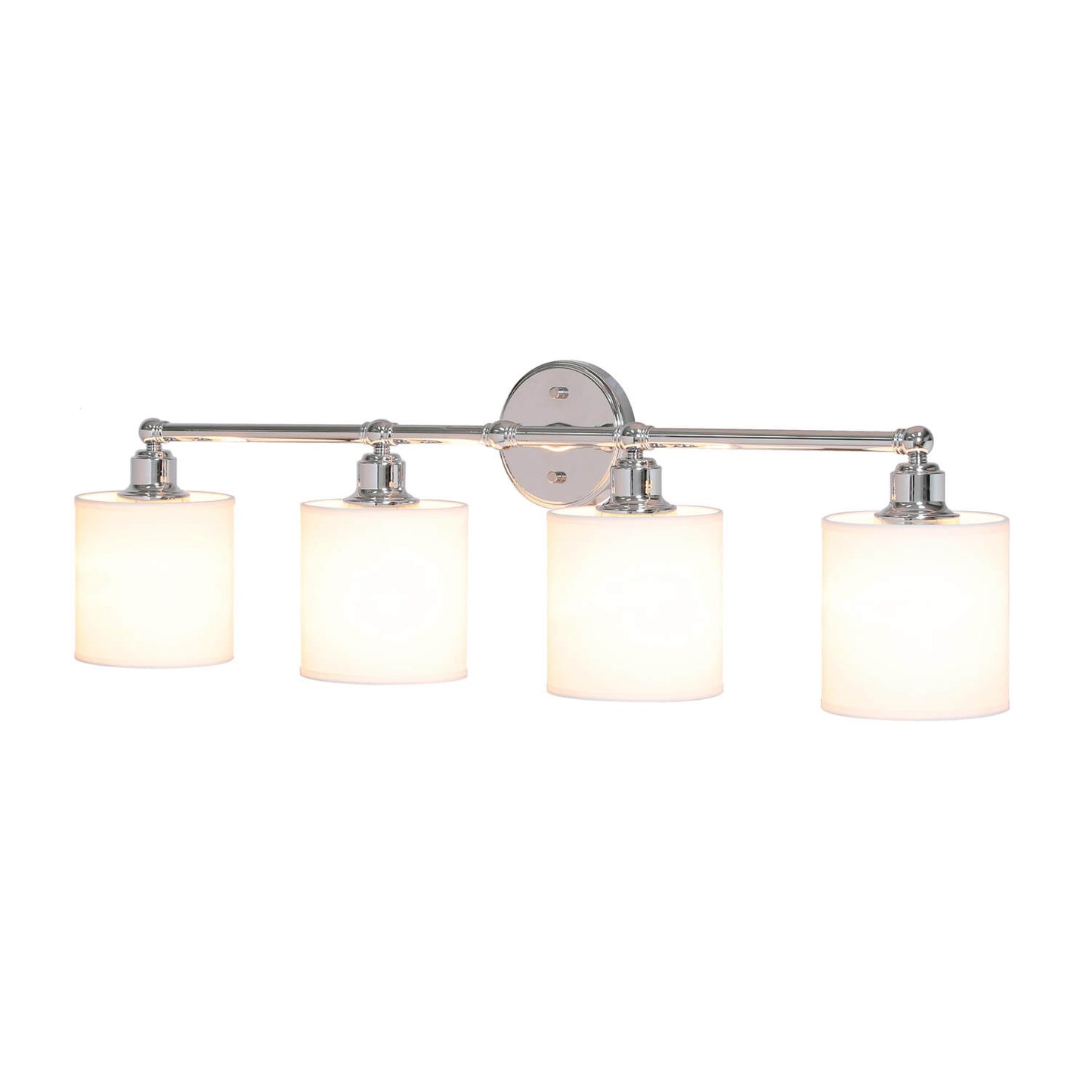 4-Light Chrome Bathroom Vanity Light with Fabric Shade XB-W1214-4-CH