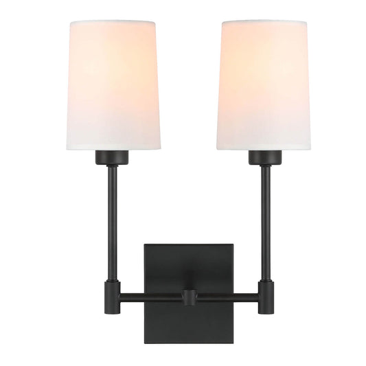 Black Fabric Shade 2-Light Wall Lamp for Bedroom & Living Room XB-W1215-2-MB