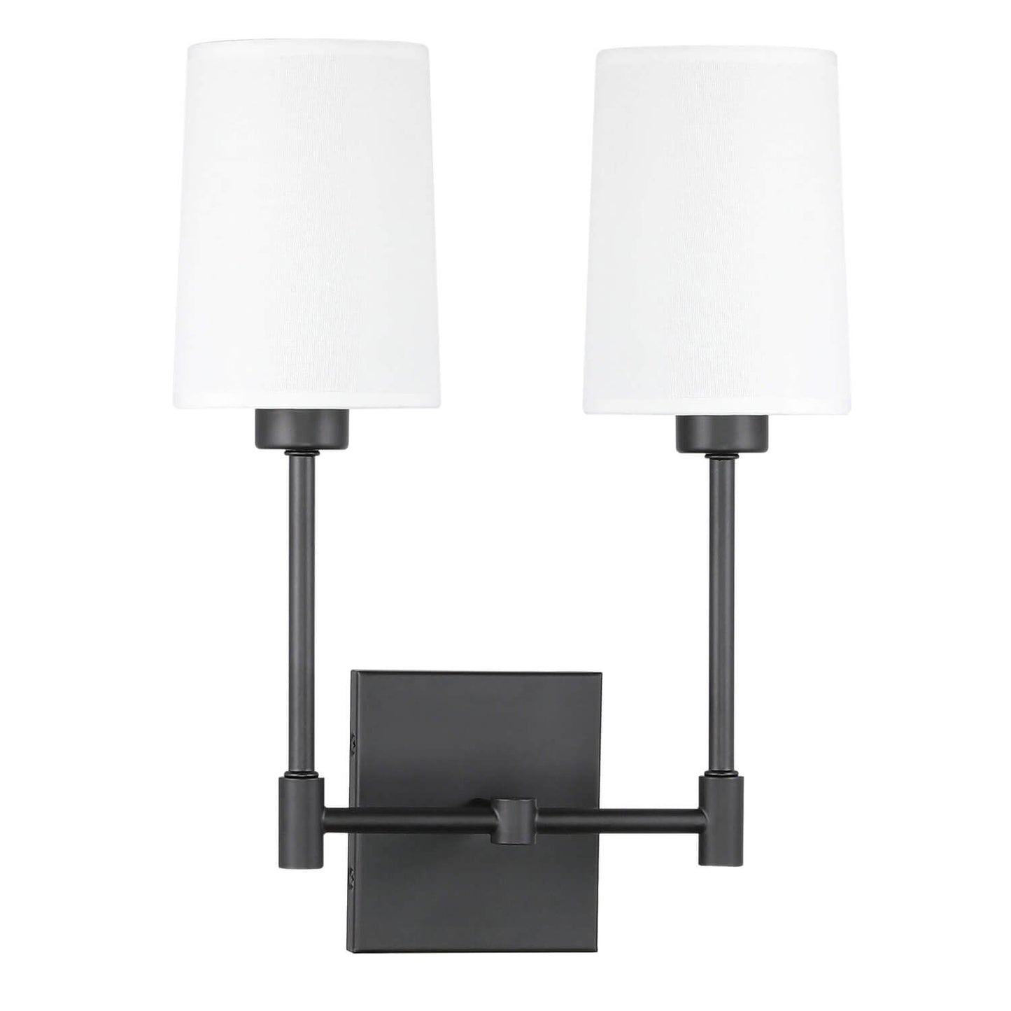 Black Fabric Shade 2-Light Wall Lamp for Bedroom & Living Room XB-W1215-2-MB
