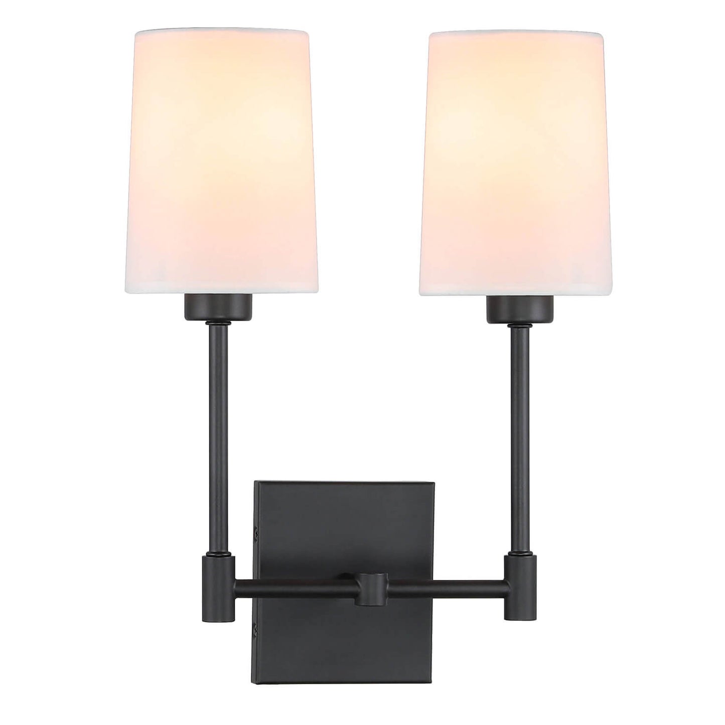 Black Fabric Shade 2-Light Wall Lamp for Bedroom & Living Room XB-W1215-2-MB