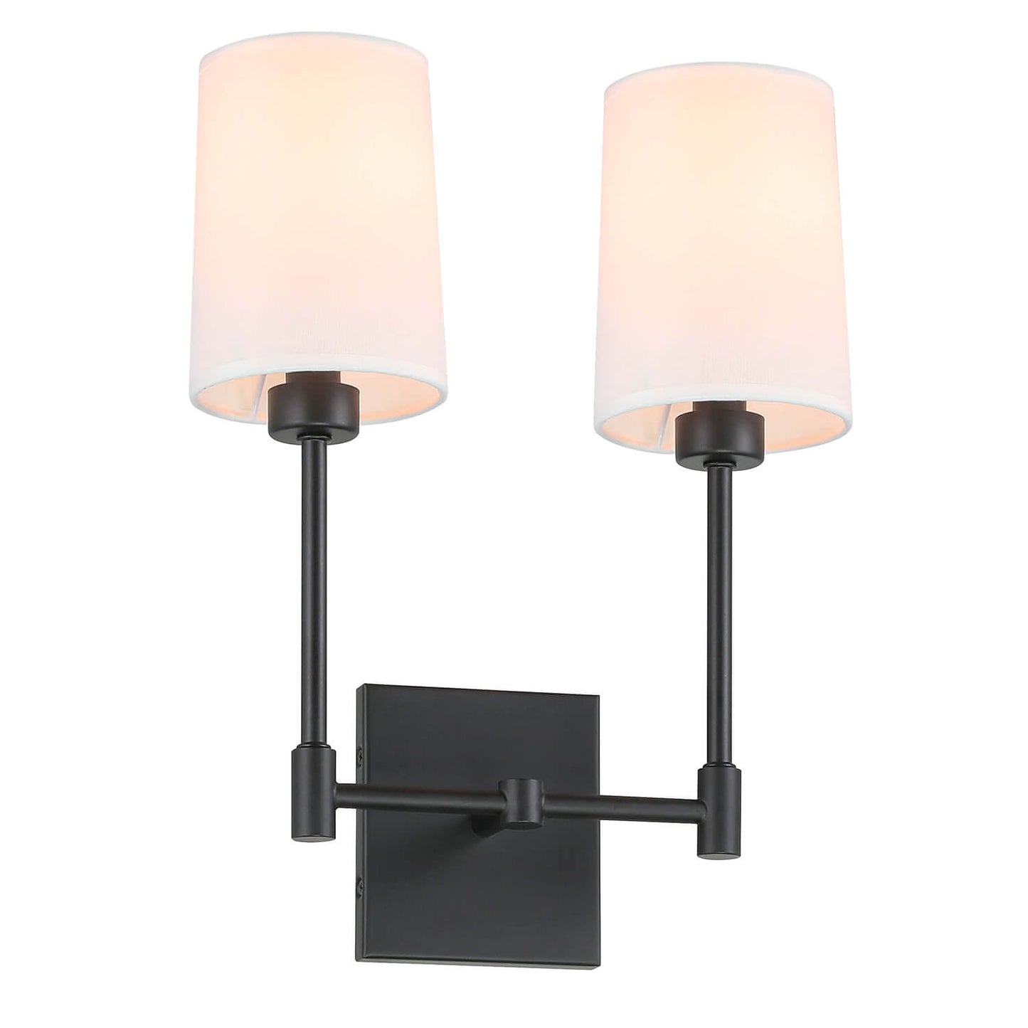 Black Fabric Shade 2-Light Wall Lamp for Bedroom & Living Room XB-W1215-2-MB